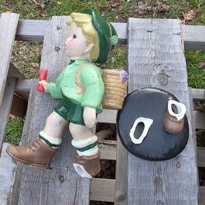 Charming Figurine Boy with Candle Needs Repairs